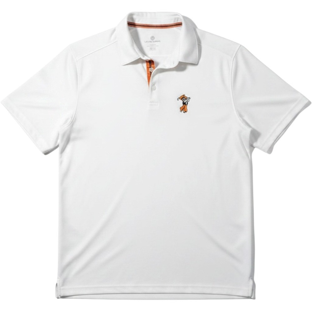 Levelwear Mens XL White Oklahoma State Pistol Pete Golf Polo Shirt Short Sleeve
